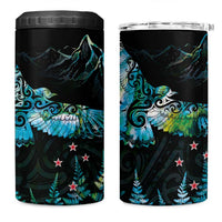 New Zealand Kea Bird 4 in 1 Can Cooler Tumbler Maori Tattoo and Silver Fern Paua Shell Style LT03 One Size: 16 oz Black - Polynesian Pride