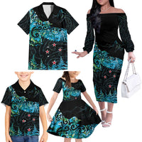 New Zealand Kea Bird Family Matching Off The Shoulder Long Sleeve Dress and Hawaiian Shirt Maori Tattoo and Silver Fern Paua Shell Style LT03 - Polynesian Pride