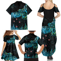 New Zealand Kea Bird Family Matching Summer Maxi Dress and Hawaiian Shirt Maori Tattoo and Silver Fern Paua Shell Style LT03 - Polynesian Pride
