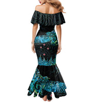 New Zealand Kea Bird Mermaid Dress Maori Tattoo and Silver Fern Paua Shell Style LT03 - Polynesian Pride