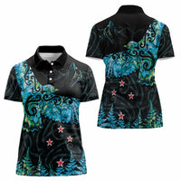 New Zealand Kea Bird Women Polo Shirt Maori Tattoo and Silver Fern Paua Shell Style LT03 - Polynesian Pride