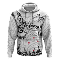 New Zealand Kea Bird Hoodie Maori Tattoo and Silver Fern White Color LT03 Pullover Hoodie White - Polynesian Pride