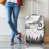 New Zealand Kea Bird Luggage Cover Maori Tattoo and Silver Fern White Color LT03 - Polynesian Pride