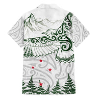 New Zealand Kea Bird Family Matching Off The Shoulder Long Sleeve Dress and Hawaiian Shirt Maori Tattoo and Silver Fern Green Color LT03 - Polynesian Pride