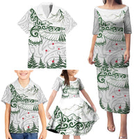 New Zealand Kea Bird Family Matching Puletasi and Hawaiian Shirt Maori Tattoo and Silver Fern Green Color LT03 - Polynesian Pride