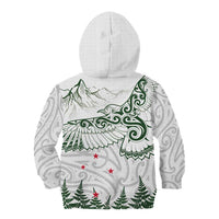 New Zealand Kea Bird Kid Hoodie Maori Tattoo and Silver Fern Green Color LT03 - Polynesian Pride