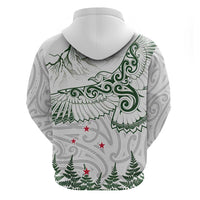 New Zealand Kea Bird Zip Hoodie Maori Tattoo and Silver Fern Green Color LT03 - Polynesian Pride