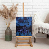 New Zealand Kea Bird Canvas Wall Art Maori Tattoo and Silver Fern Matariki Style