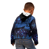 New Zealand Kea Bird Kid Hoodie Maori Tattoo and Silver Fern Matariki Style LT03 - Polynesian Pride