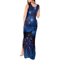 New Zealand Kea Bird Tank Maxi Dress Maori Tattoo and Silver Fern Matariki Style LT03 - Polynesian Pride