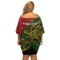 Custom Papua New Guinea Chimbu Province Off Shoulder Short Dress PNG Birds Of Paradise Polynesian Arty Style LT03 - Polynesian Pride