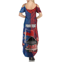 CHOGM FAST Samoa 2024 Summer Maxi Dress Samoan Tapa Tribal and Ornament Pattern with Hibiscus