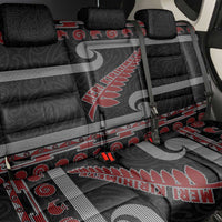 New Zealand Christmas Back Car Seat Cover Meri Kirihimete Silver Fern Knit Style Red Color LT03 - Polynesian Pride