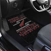 New Zealand Christmas Car Mats Meri Kirihimete Silver Fern Knit Style Red Color LT03 - Polynesian Pride