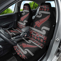 New Zealand Christmas Car Seat Cover Meri Kirihimete Silver Fern Knit Style Red Color LT03 - Polynesian Pride