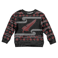 New Zealand Christmas Kid Ugly Christmas Sweater Meri Kirihimete Silver Fern Knit Style Red Color LT03 Kid Red - Polynesian Pride