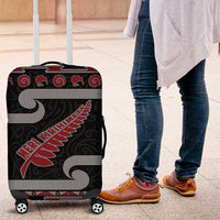 New Zealand Christmas Luggage Cover Meri Kirihimete Silver Fern Knit Style Red Color LT03 Red - Polynesian Pride
