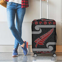 New Zealand Christmas Luggage Cover Meri Kirihimete Silver Fern Knit Style Red Color LT03 - Polynesian Pride