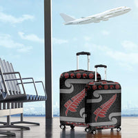 New Zealand Christmas Luggage Cover Meri Kirihimete Silver Fern Knit Style Red Color LT03 - Polynesian Pride