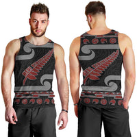 New Zealand Christmas Men Tank Top Meri Kirihimete Silver Fern Knit Style Red Color LT03 - Polynesian Pride