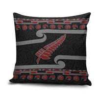 New Zealand Christmas Pillow Cover Meri Kirihimete Silver Fern Knit Style Red Color LT03 Red - Polynesian Pride