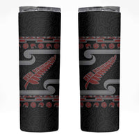New Zealand Christmas Skinny Tumbler Meri Kirihimete Silver Fern Knit Style Red Color LT03 Red - Polynesian Pride