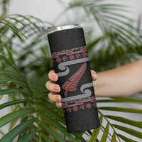 New Zealand Christmas Skinny Tumbler Meri Kirihimete Silver Fern Knit Style Red Color LT03 - Polynesian Pride