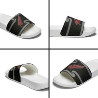 New Zealand Christmas Slide Sandals Meri Kirihimete Silver Fern Knit Style Red Color LT03 - Polynesian Pride