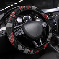 New Zealand Christmas Steering Wheel Cover Meri Kirihimete Silver Fern Knit Style Red Color LT03 Universal Fit Red - Polynesian Pride