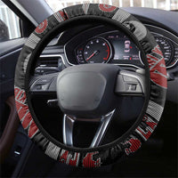 New Zealand Christmas Steering Wheel Cover Meri Kirihimete Silver Fern Knit Style Red Color LT03 - Polynesian Pride