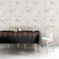 New Zealand Christmas Tablecloth Meri Kirihimete Silver Fern Knit Style Red Color - Polynesian Pride