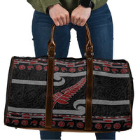 New Zealand Christmas Travel Bag Meri Kirihimete Silver Fern Knit Style Red Color LT03 Red - Polynesian Pride