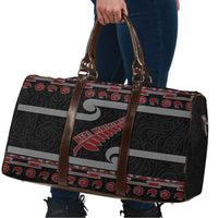 New Zealand Christmas Travel Bag Meri Kirihimete Silver Fern Knit Style Red Color LT03 - Polynesian Pride