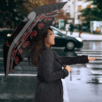 New Zealand Christmas Umbrella Meri Kirihimete Silver Fern Knit Style Red Color - Polynesian Pride