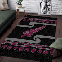 New Zealand Christmas Area Rug Meri Kirihimete Silver Fern Knit Style Pink Color LT03 Pink - Polynesian Pride