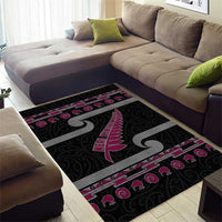 New Zealand Christmas Area Rug Meri Kirihimete Silver Fern Knit Style Pink Color LT03 - Polynesian Pride
