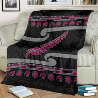 New Zealand Christmas Blanket Meri Kirihimete Silver Fern Knit Style Pink Color - Polynesian Pride