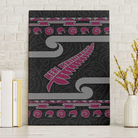 New Zealand Christmas Canvas Wall Art Meri Kirihimete Silver Fern Knit Style Pink Color LT03 Without Frame Pink - Polynesian Pride