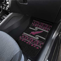 New Zealand Christmas Car Mats Meri Kirihimete Silver Fern Knit Style Pink Color LT03 - Polynesian Pride