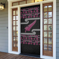 New Zealand Christmas Door Cover Meri Kirihimete Silver Fern Knit Style Pink Color LT03 - Polynesian Pride