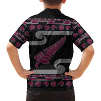 New Zealand Christmas Family Matching Summer Maxi Dress and Hawaiian Shirt Meri Kirihimete Silver Fern Knit Style Pink Color LT03 - Polynesian Pride