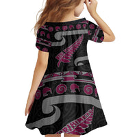 New Zealand Christmas Family Matching Summer Maxi Dress and Hawaiian Shirt Meri Kirihimete Silver Fern Knit Style Pink Color LT03 - Polynesian Pride