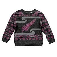 New Zealand Christmas Kid Ugly Christmas Sweater Meri Kirihimete Silver Fern Knit Style Pink Color LT03 Kid Pink - Polynesian Pride