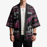 New Zealand Christmas Kimono Meri Kirihimete Silver Fern Knit Style Pink Color LT03 - Polynesian Pride