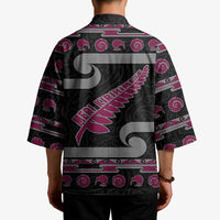 New Zealand Christmas Kimono Meri Kirihimete Silver Fern Knit Style Pink Color LT03 - Polynesian Pride