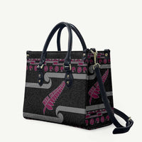 New Zealand Christmas Leather Bag Meri Kirihimete Silver Fern Knit Style Pink Color LT03 Pink - Polynesian Pride