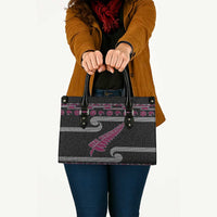 New Zealand Christmas Leather Bag Meri Kirihimete Silver Fern Knit Style Pink Color LT03 - Polynesian Pride