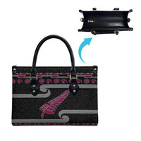 New Zealand Christmas Leather Bag Meri Kirihimete Silver Fern Knit Style Pink Color LT03 - Polynesian Pride