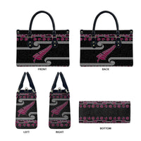 New Zealand Christmas Leather Bag Meri Kirihimete Silver Fern Knit Style Pink Color LT03 - Polynesian Pride