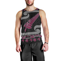 New Zealand Christmas Men Tank Top Meri Kirihimete Silver Fern Knit Style Pink Color LT03 - Polynesian Pride